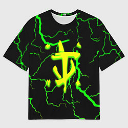 Футболка оверсайз мужская Doom кислотный шторм молнии, цвет: 3D-принт