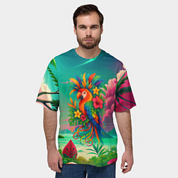 Футболка оверсайз мужская Попугай и тропики, цвет: 3D-принт — фото 2