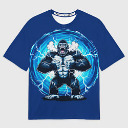 Футболка оверсайз мужская Горилла показывает свою силу, цвет: 3D-принт