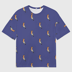 Футболка оверсайз мужская Клевая птица удод на фиолетовом фоне, цвет: 3D-принт