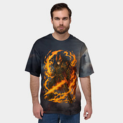 Футболка оверсайз мужская Герой аниме дракон с огненным мечем, цвет: 3D-принт — фото 2