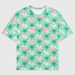 Футболка оверсайз мужская Фламинго и тропики, цвет: 3D-принт