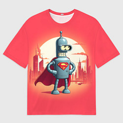 Мужская футболка оверсайз Робот-сгибальщик Бендер супермен - коллаба