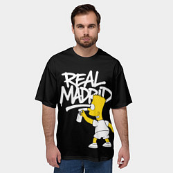 Футболка оверсайз мужская Граффити Реал Мадрид и Барт Симпсон, цвет: 3D-принт — фото 2
