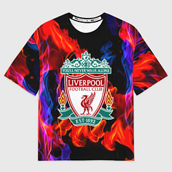 Мужская футболка оверсайз Liverpool огненный стиль текстура
