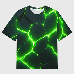 Мужская футболка оверсайз Кислотный зеленый разлом