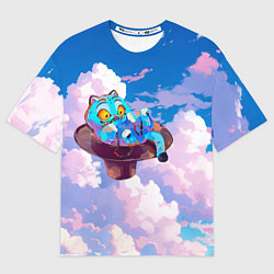 Мужская футболка оверсайз Tiger Derpy in the clouds
