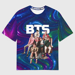 Футболка оверсайз мужская BTS фотосессия на диване, цвет: 3D-принт