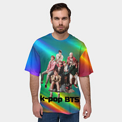 Футболка оверсайз мужская BTS радужный блестящий фон, цвет: 3D-принт — фото 2