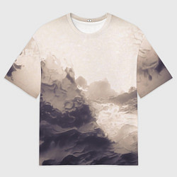Футболка оверсайз мужская Сепия абстрактная горная река, цвет: 3D-принт