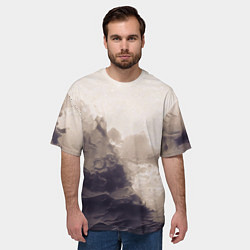 Футболка оверсайз мужская Сепия абстрактная горная река, цвет: 3D-принт — фото 2