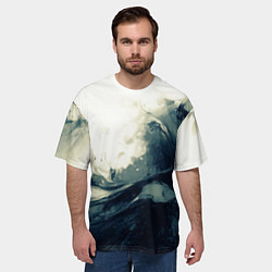 Футболка оверсайз мужская Чёрно-синие абстрактные краски, цвет: 3D-принт — фото 2