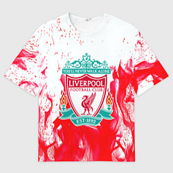 Футболка оверсайз мужская Liverpool розовый огонь, цвет: 3D-принт