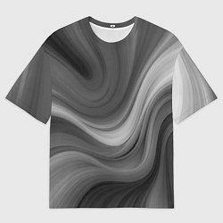 Футболка оверсайз мужская Серые волны абстракция однотонная, цвет: 3D-принт