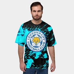 Футболка оверсайз мужская Лестер сити голубые краски, цвет: 3D-принт — фото 2