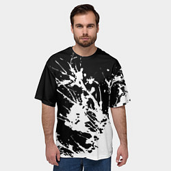 Футболка оверсайз мужская Взрывная белая краска на чёрном, цвет: 3D-принт — фото 2