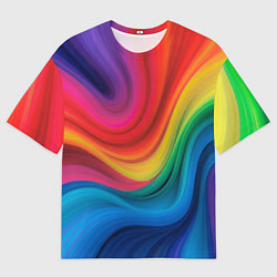 Футболка оверсайз мужская Смесь ярких красок волнистыми линиями, цвет: 3D-принт