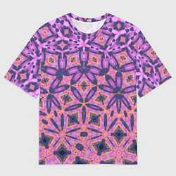 Мужская футболка оверсайз Фиолетовая геометрическая метаморфоза