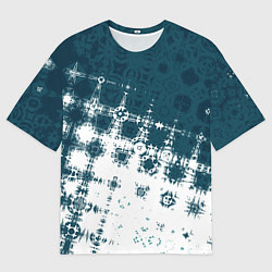 Футболка оверсайз мужская Узорчатая текстура сине-белая, цвет: 3D-принт