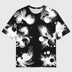 Футболка оверсайз мужская Чёрно-белый абстрактный паттерн, цвет: 3D-принт