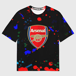 Мужская футболка оверсайз Arsenal неоновые брызги красок