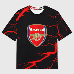 Мужская футболка оверсайз Arsenal красные молнии