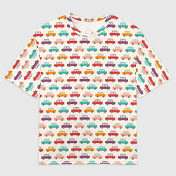 Футболка оверсайз мужская Цветные машинки паттерн, цвет: 3D-принт