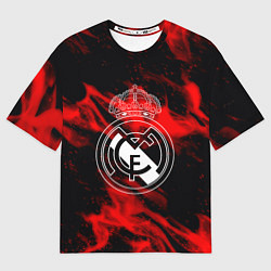 Мужская футболка оверсайз Real Madrid красный огонь