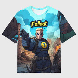 Футболка оверсайз мужская Fallout смотритель с пистолетом, цвет: 3D-принт