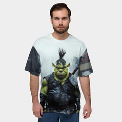 Футболка оверсайз мужская Шрек панк в доспехах, цвет: 3D-принт — фото 2