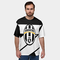 Футболка оверсайз мужская Ювентус полосы геометрия линии, цвет: 3D-принт — фото 2