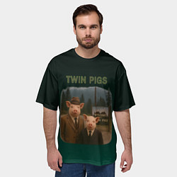 Футболка оверсайз мужская Twin Pigs пародия, цвет: 3D-принт — фото 2