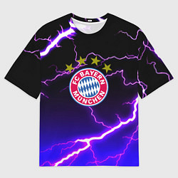Футболка оверсайз мужская Bayern Mnchen молнии шторм, цвет: 3D-принт