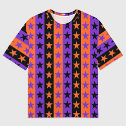 Мужская футболка оверсайз Звёзды Хэллоуина паттерн полосатый