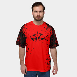 Футболка оверсайз мужская Эмблема hitman на красном фоне, цвет: 3D-принт — фото 2