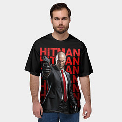 Футболка оверсайз мужская Хитман с пистолетом, цвет: 3D-принт — фото 2