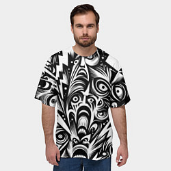 Футболка оверсайз мужская Lightnings and faces - ai art fantasy, цвет: 3D-принт — фото 2