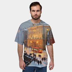 Футболка оверсайз мужская Предновогодний Санкт-Петербург, цвет: 3D-принт — фото 2