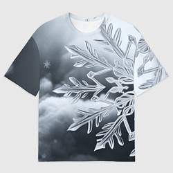 Футболка оверсайз мужская Снежинка на черно белое, цвет: 3D-принт