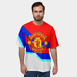 Футболка оверсайз мужская Манчестер Юнайтед полосы геометрия, цвет: 3D-принт — фото 2