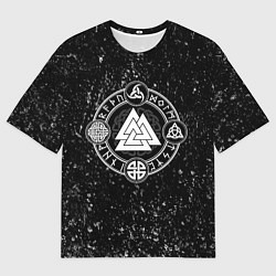 Футболка оверсайз мужская Валькнут и символы в круге, цвет: 3D-принт