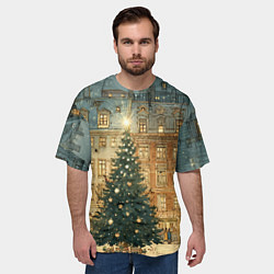 Футболка оверсайз мужская Новогодний старый город, цвет: 3D-принт — фото 2