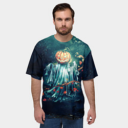 Футболка оверсайз мужская Тыква призрак, цвет: 3D-принт — фото 2