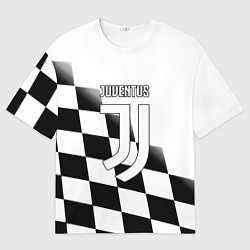 Футболка оверсайз мужская Ювентус клетка краски, цвет: 3D-принт