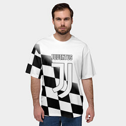 Футболка оверсайз мужская Ювентус клетка краски, цвет: 3D-принт — фото 2