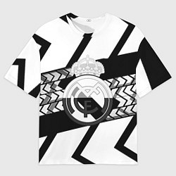 Футболка оверсайз мужская Реал Мадрид краски полосы, цвет: 3D-принт