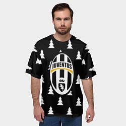 Футболка оверсайз мужская Ювентус ёлочки паттерн, цвет: 3D-принт — фото 2