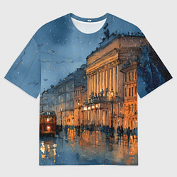 Футболка оверсайз мужская Вечер зимнего Питера, цвет: 3D-принт
