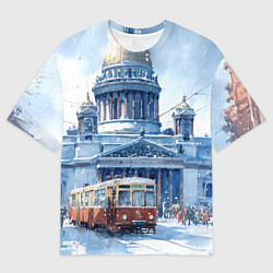 Футболка оверсайз мужская Снежный Санкт-Петербург, цвет: 3D-принт