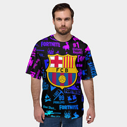 Футболка оверсайз мужская Barcelona x fortnite neon, цвет: 3D-принт — фото 2